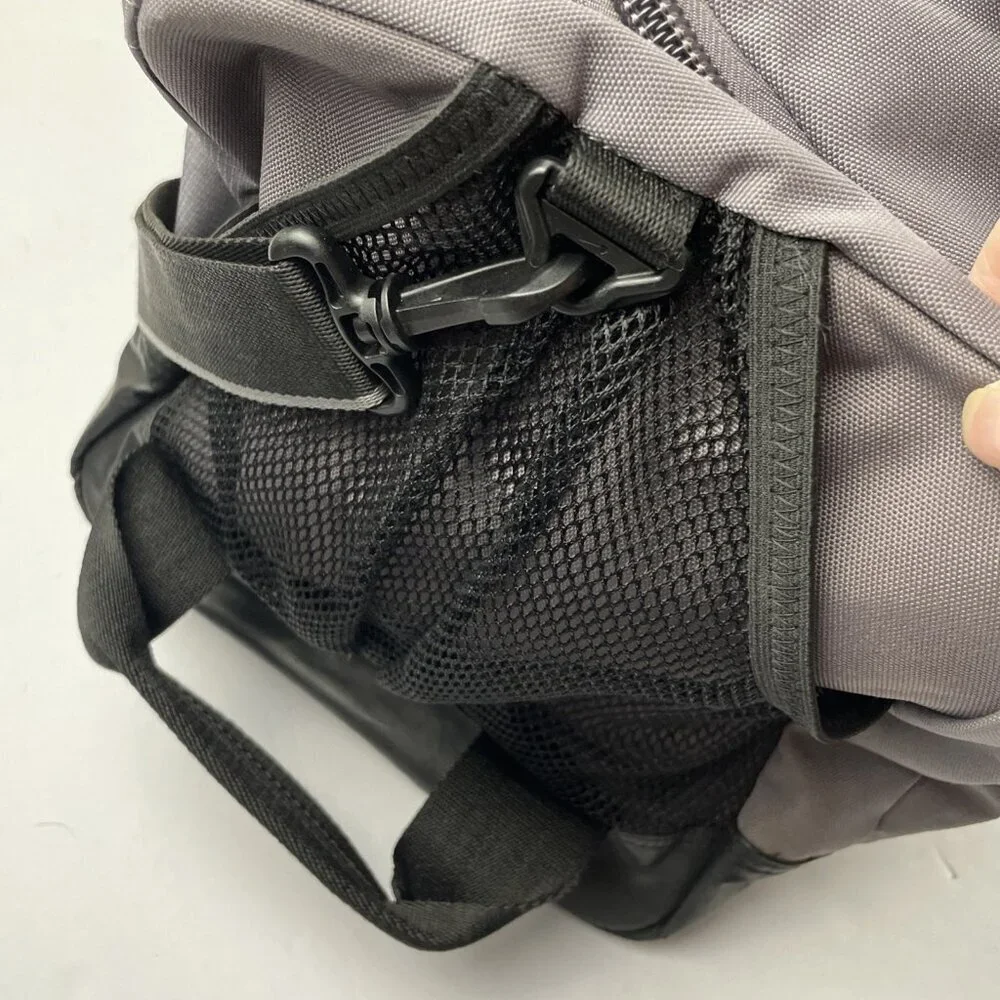 Nike Training Duffle Bag Medium Gym Black Gray Shoulder Strap Zip Shoe Pocket